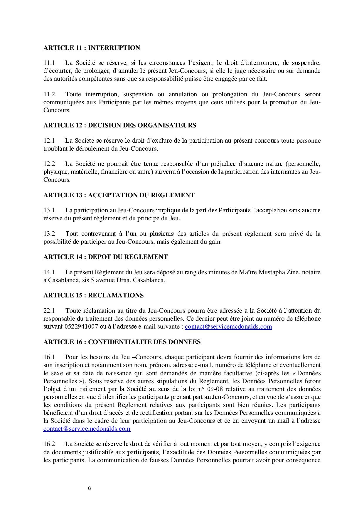 Règlement du jeu tournez et gagnez