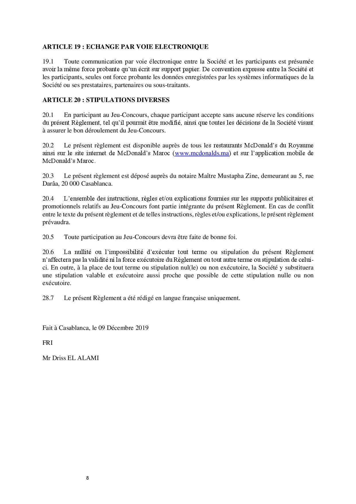 Règlement du jeu tournez et gagnez